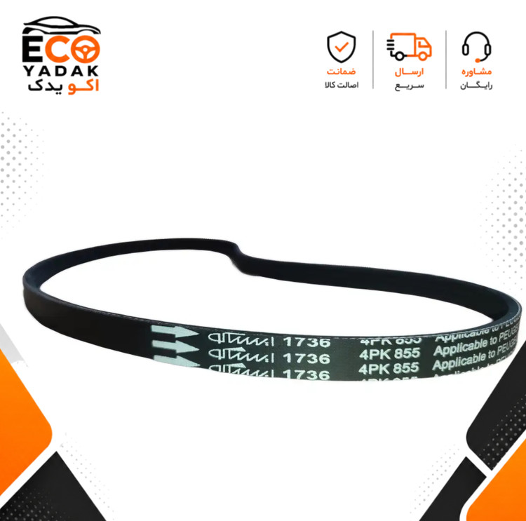تسمه دینام 4PK855 رایکا آلتون آلمان ایساکو مناسب پژو 405 TU5 و پژو پارس TU5 کد 2070100119 شرکتی اصلی