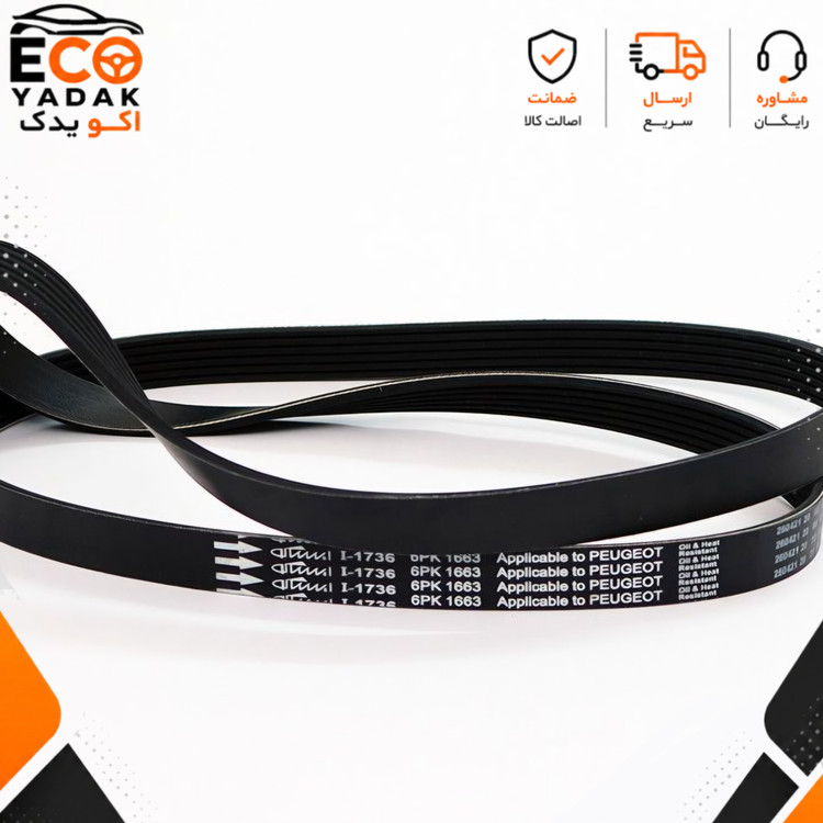 تسمه دینام 6PK1663 رایکا آلتون آلمان ایساکو مناسب موتور XU7 کد 2070201629 شرکتی اصلی